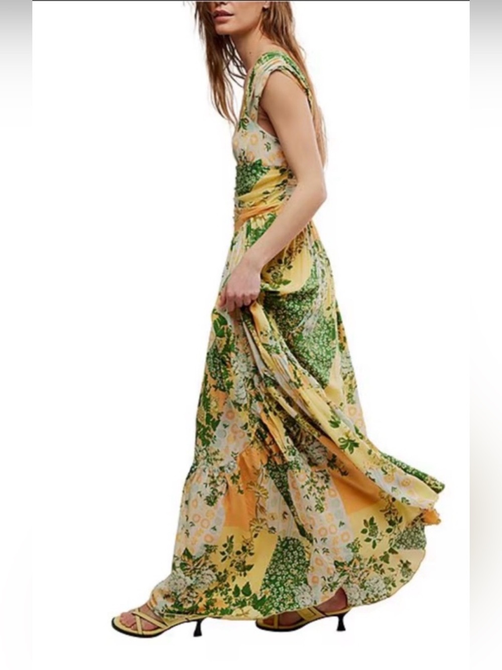 FREE PEOPLE Sasha Dress Maxi Lemon Combo L - Picture 16 of 16